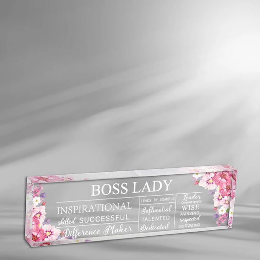 Inspirational Boss Lady Acrylic Gift - Colorful Motivational Desk Decor for Female Leaders