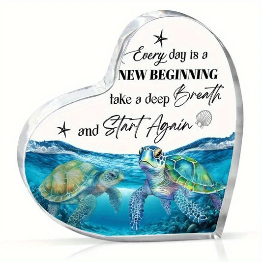Blue Sea Turtle Acrylic Decor - Ocean Themed Desktop Gift for Home & Office