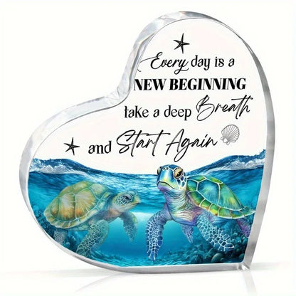 Blue Sea Turtle Acrylic Decor - Ocean Themed Desktop Gift for Home & Office