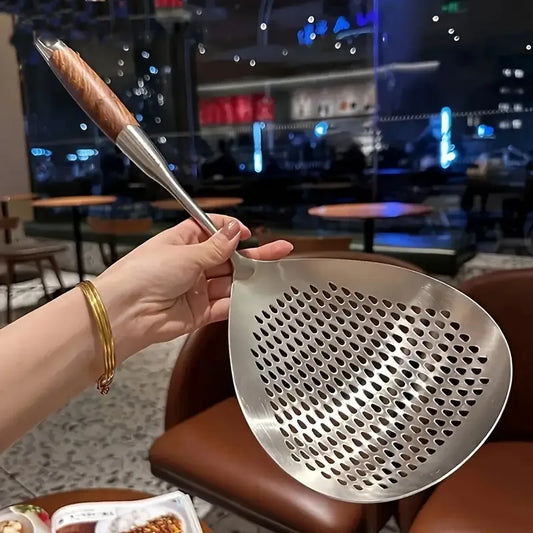 Stainless Steel Fine-Mesh Skimmer - Short Handle Scoop Strainer for Dumpling Soup, Stew & Cooking kitchen utensils