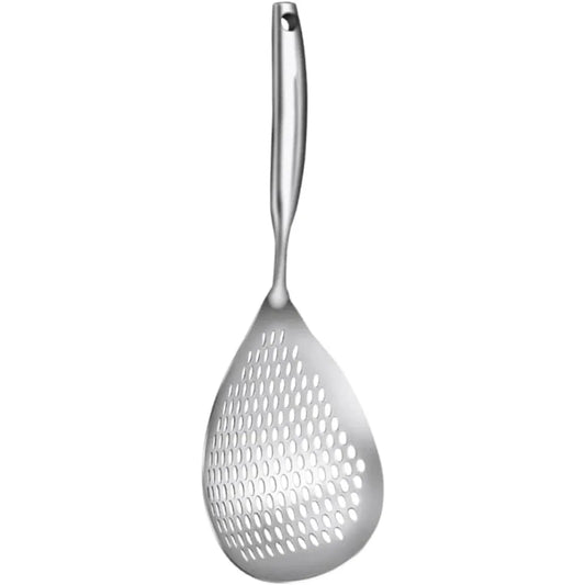 Large 304 Stainless Steel Noodle Colander Spoon Sturdy Kitchen Strainer Comfortable Grip for Home Cooking and Noodle Preparatio