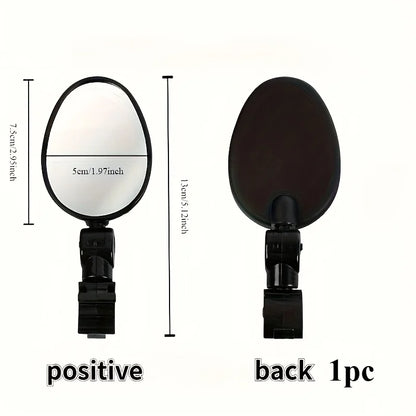1/2PCS  Bike Mirrors, Acrylic Convex Oval Rearview for Cycling 360° Rotatable