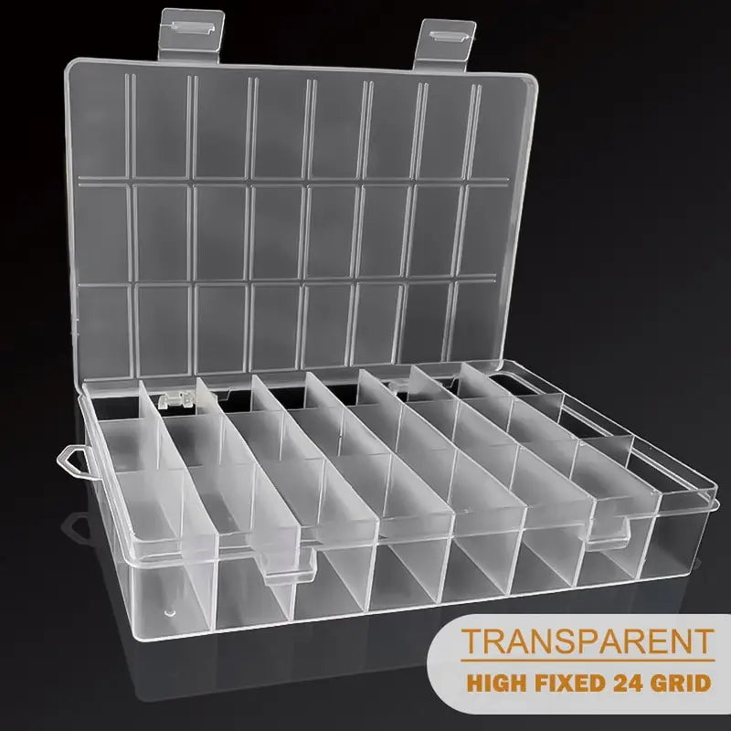 24 Grids Plastic Storage Box Jewelry Organizer Bead Craft Case Screw Container