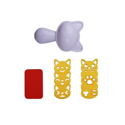 Cute Cat Rice Mould Rice Ball Mold Set for Kids Bento Accessories Cartoon Onigiri Mold for DIY Fun Lunch Box Picnic Tool