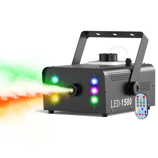 U'King 1500W Smoke Machine RGB 6 LED Fog Machine with Remote Control for DJ Disco Party Nightclub Stage Effect Fogger Machine