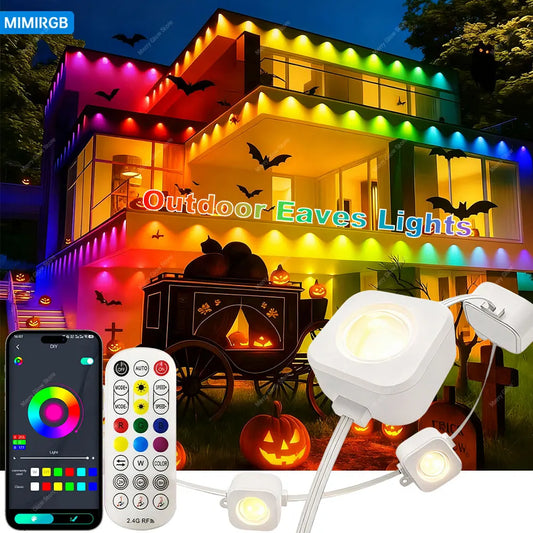 Permanent Outdoor Eaves Light Intelligent RGBIC 90M 180LEDs Eaves Light IP67 Waterproof For Christmas Halloween DIY Lighting