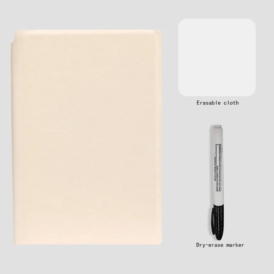 A5 Reusable Whiteboard Notebook Set with Whiteboard Pen Erasing Cloth use as Memo Pad, Weekly Planner, Portable Stylish Office