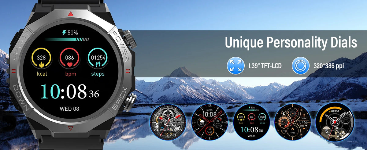 Smart Watch HD Touchscreen for Android and iOS, IP68 Waterproof Multi-function.