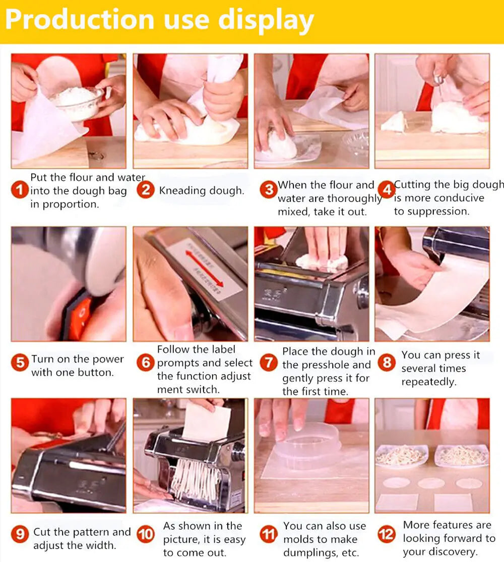 Commercial Electric Noodle & Pasta Maker – Stainless Steel Dough Roller Sheeter