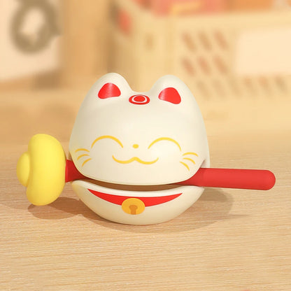 Decompression Wooden Fish Lucky Cat Wooden Fish Soundmaking Percussion Instrument Fortunate Wooden Fish Cat Figurines Decor