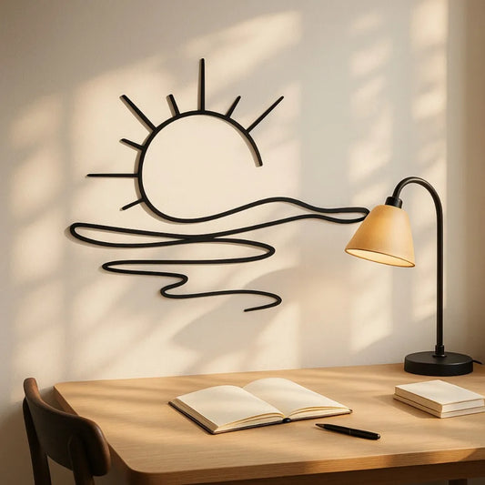 Modern Sunrise Iron Wall Art - Minimalist Metal Decor for Home & Office