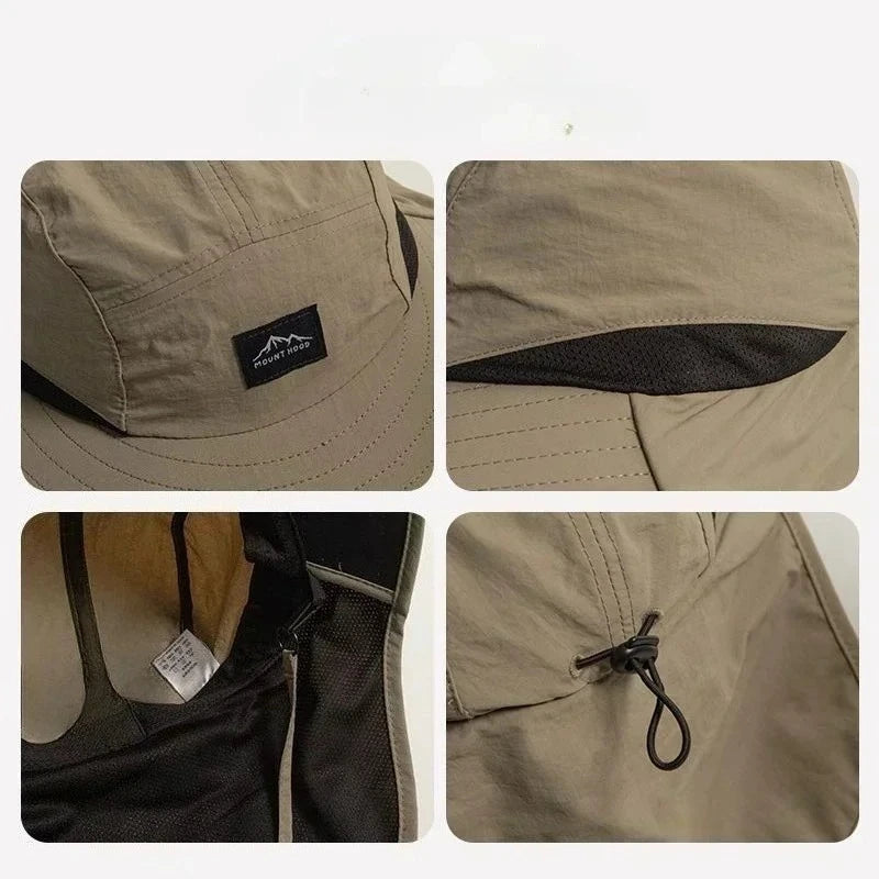 Wide Brim Neck Protection Unisex Bucket Hats Outdoor Visor Quick-drying