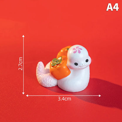 2025 Year Of The Snake Ornament Cartoon Lucky Snake Figurine Micro Landscape Car Interior Home Desktop Decoration