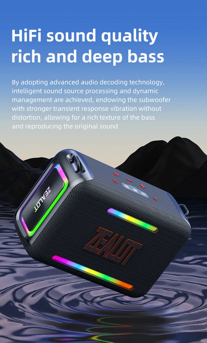 ZEALOT-S95 120W Waterproof Portable Loud Bluetooth Speaker, Wireless Outdoor Boombox SubwooferTriple Passive Radiators-Deep Bass