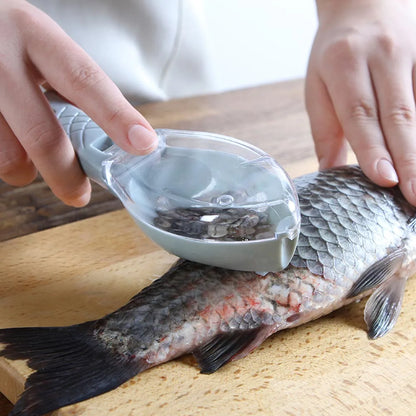 Plastic Scraping Scales Device Flying-proof Fish Scraping Device Ergonomic Handle Convenience for Home Kitchen Cooking