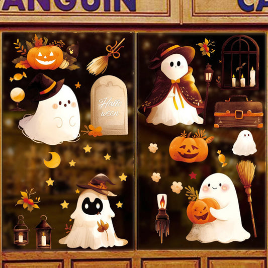 Spooky Halloween Black Cat Window Clings 8 Sheets Haunted House Witch Moon Gothic Window Stickers for Party Decor