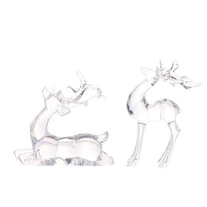 1Pc Crystal Deer Figurines Desktop Ornament Room Decor Transparent Elk Reindeer Sculpture Home Office Decoration