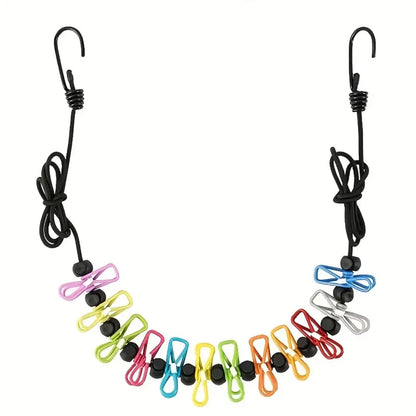 1 x Retractable Portable Travel Clothesline, Clothesline with 12 Clothespins, Indoor Clothesline, Outdoor Camping Accessories