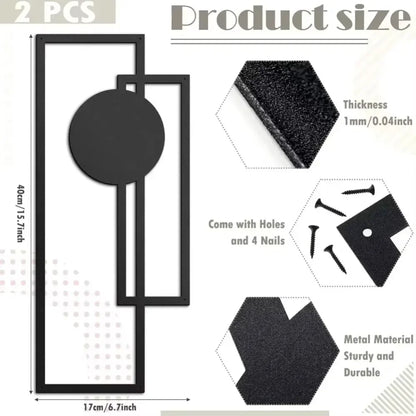 2Pcs Abstract Metal Wall Decor – Minimalist Vertical Geometric Sculptures for Sophisticated Spaces