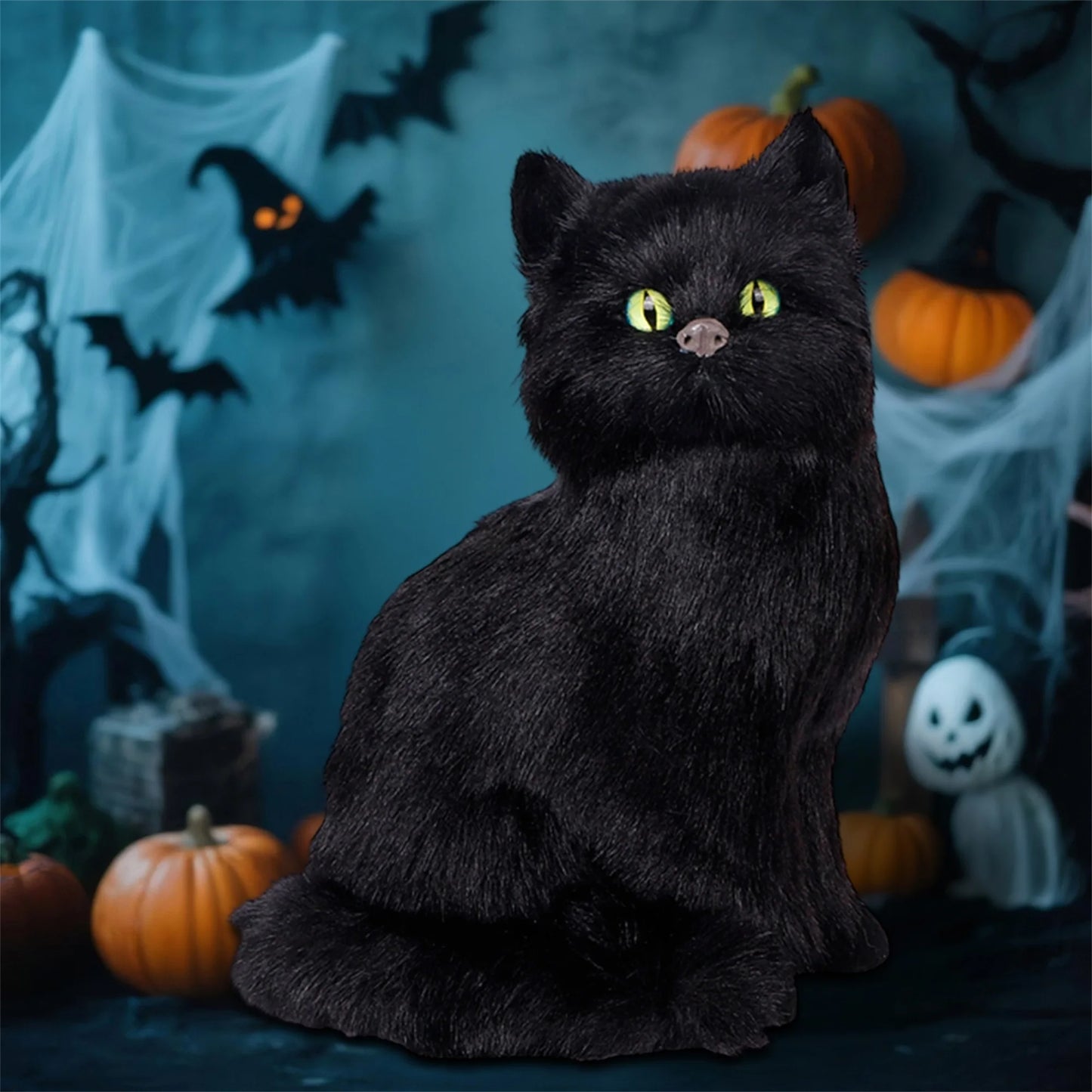 Halloween Black Cat Figurines Set of 3 Spooky Decorations for Home Office Party Miniature Cat Ornaments for Table Display