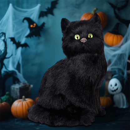 Halloween Black Cat Figurines Set of 3 Spooky Decorations for Home Office Party Miniature Cat Ornaments for Table Display