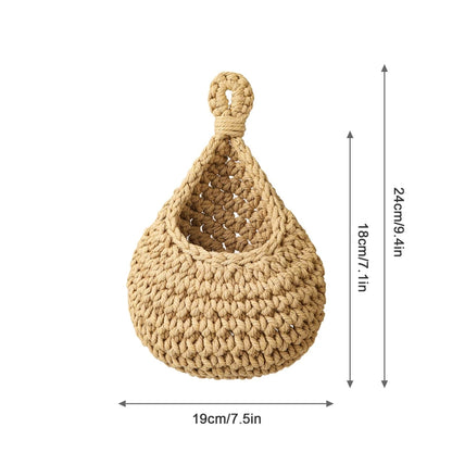 1PC Hanging Fruit Basket Boho Jute Hanging Organizing Baskets Handwoven Decorative Kitchen Fruit Vegetable Storage Baskets