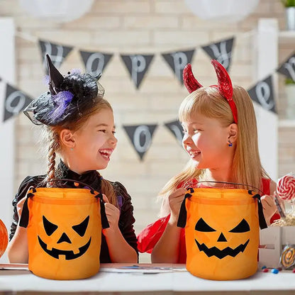 Trick-or-Treat Props Glowing LED Handheld Candy Bag Light Up Pumpkin Candy Bag for Halloween Night Supplies Party Decor