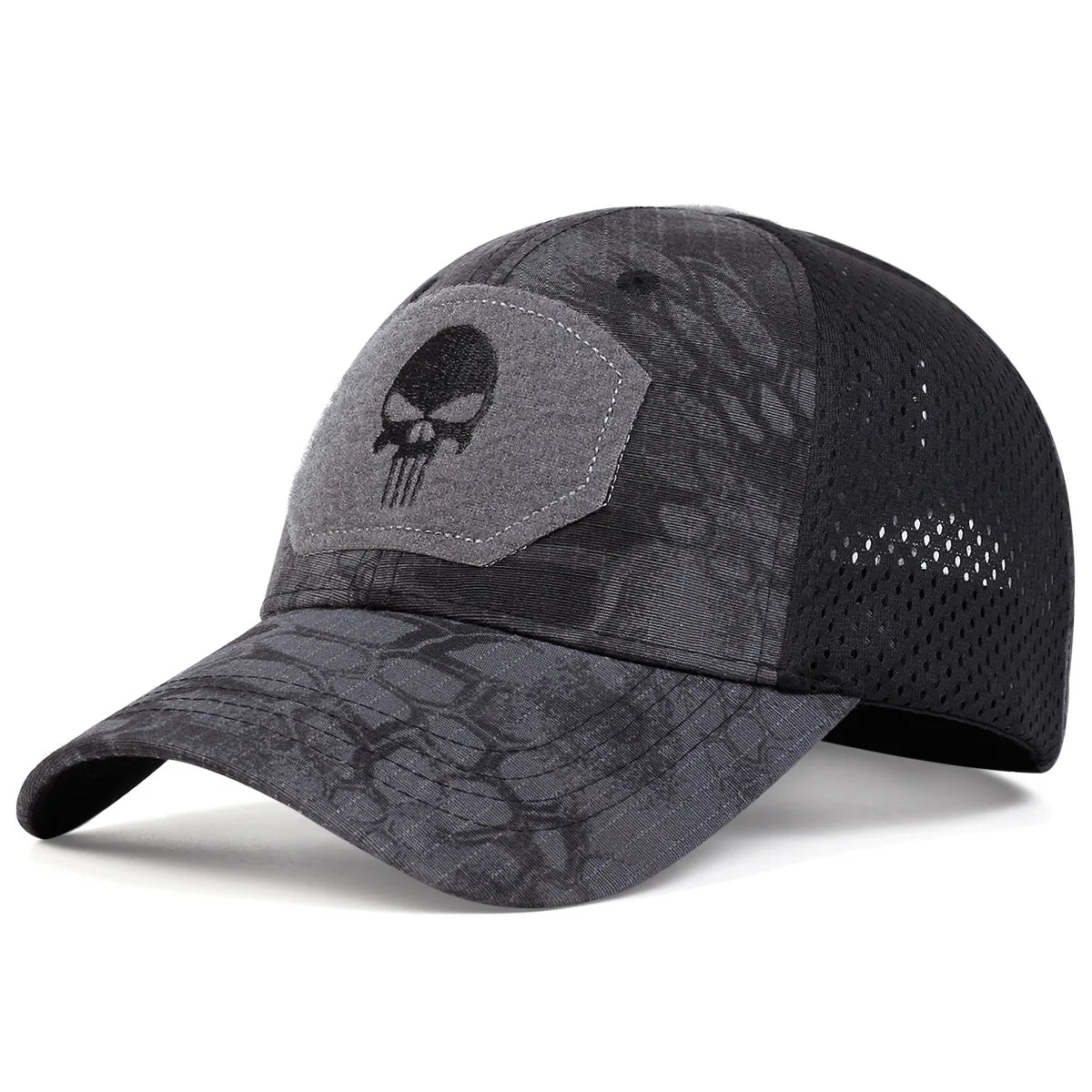 Unisex Skull Embroidered Baseball Caps Outdoor Breathable Mesh Tactics Mountaineering Peaked Hat Adjustable Snapback Caps