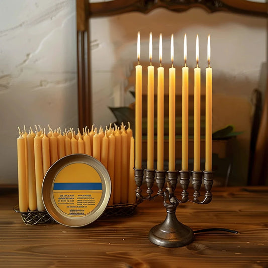 25PCS/1PACK Hanukkah Candle Natural Beeswax Chanukah Candles Thin Taper Honey Candles for Ritual Birthday Unscented
