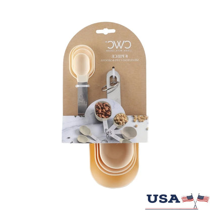 8-Piece Measuring Cup and Spoon Set Kitchen Utensils Accurate Measurements Dishwasher Safe Clear Markings Compact Space-Saving