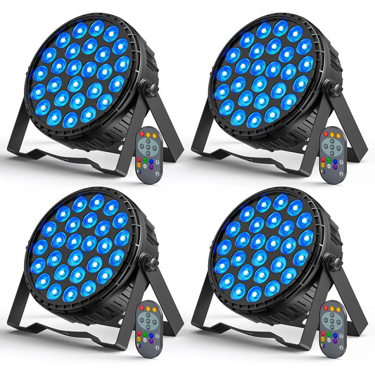 U'King 4PCS LED Flat Par Lighting 27x8W 4IN1 RGBW LED Par Light DMX512 Stage Light Effect for DJ Disco Bar Concert Christmas