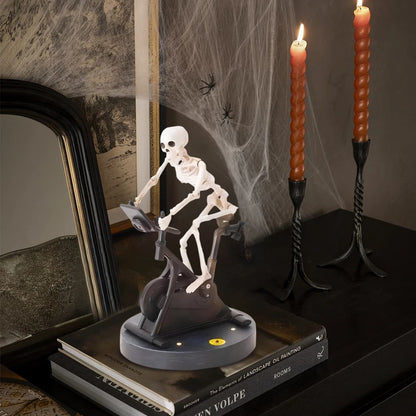 Resin Halloween Skeleton Decor Skeletons Statue Skeleton Riding An Exercise Bike Home Decor