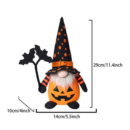 Halloween Gnome Decorations,Handmade Pumpkin Bat Ornaments Swedish Tomte Nordic Plush Elf Doll Nisse Adorable Gnome