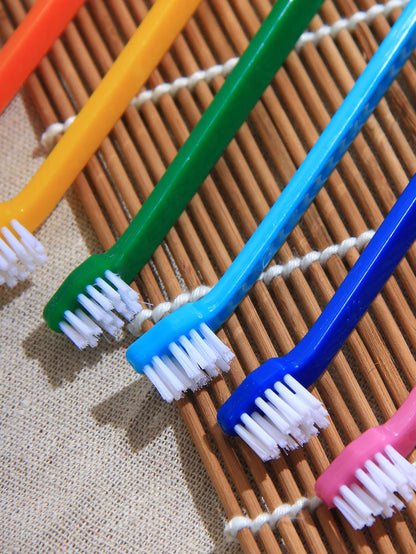 5pcs/set Long Handle Pet Toothbrush Double-head Dog Toothbrushes Oral Care Dog Teeth Cleaning Soft Hair Cat Toothbrush