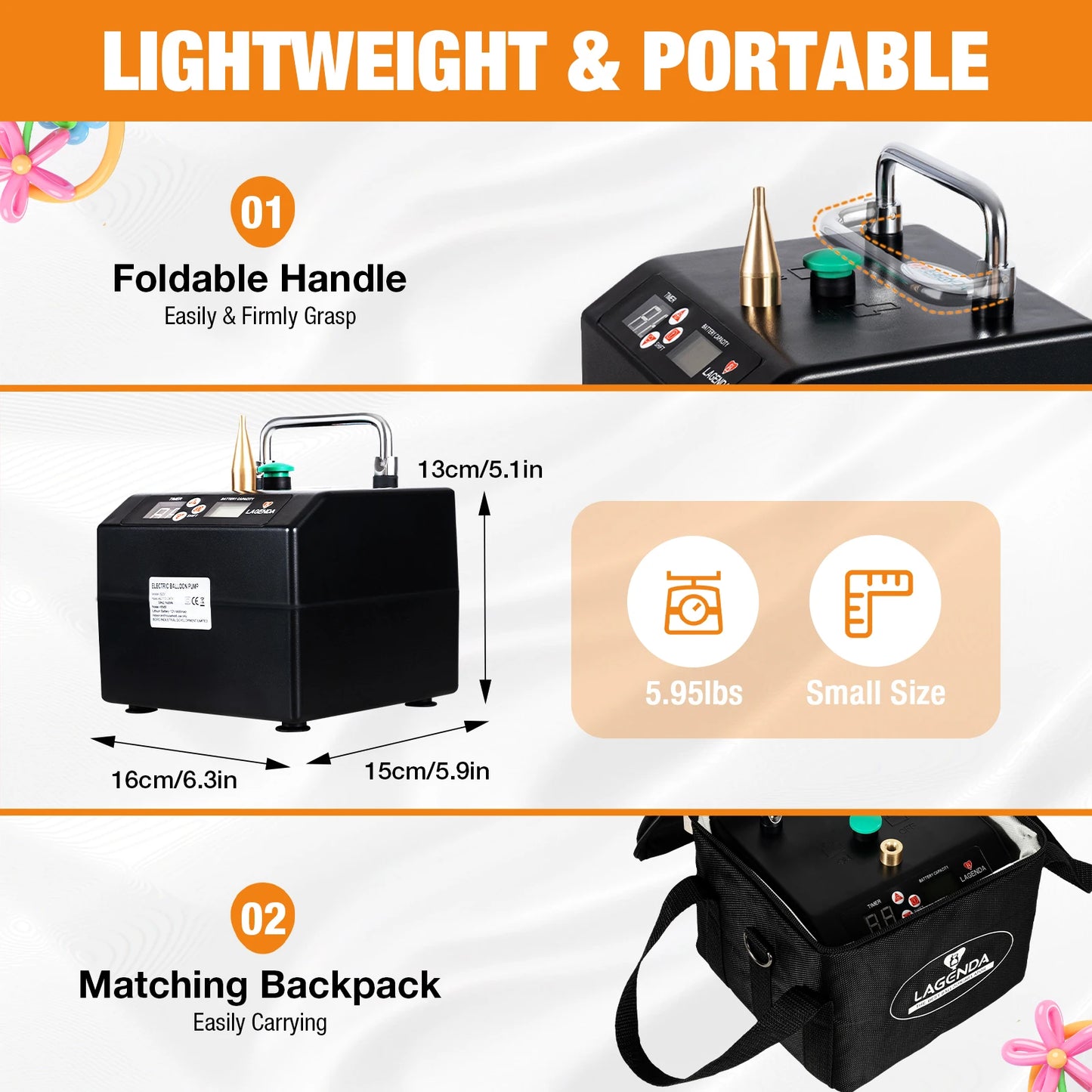 1400w Electric Portable  Balloon Pump Air Blower Balloon Inflator For Inflating 160-Long And 5-Inch Double-Set Balloons