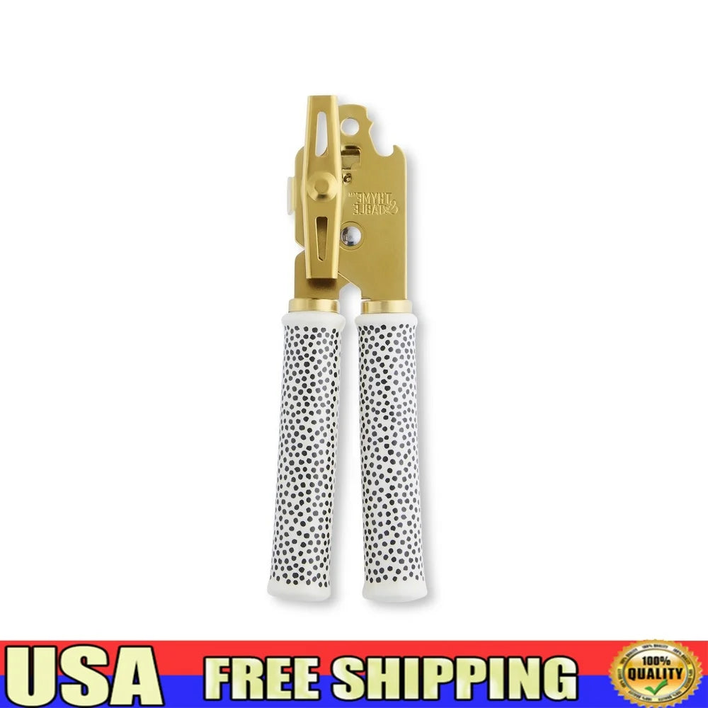 Can Opener Durable Metal Ceramic Dot Handle Comfort Grip Non Slip Easy Use Kitchen Tool Canned Vegetables Fruits Beans