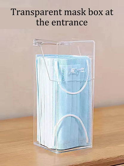 1/3PCS Transparent Mask Storage Box With Cover Dust Mouth And Nose Cover Door Desk Entrance Mask Box
