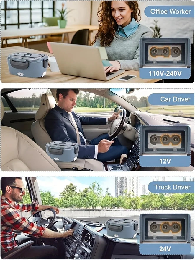 1.5 L 60W Electric Lunch Box Food Warmer Portable Food Heater for Car Or Home - Leak Proof, Lunch Heating Microwave for Truckers