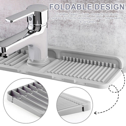 Silicone Drip Catcher Tray Quick Dry Water Catcher Mat Multi-Purpose Faucet Drainage Pad Drying Mat for Kitchen Bathroom