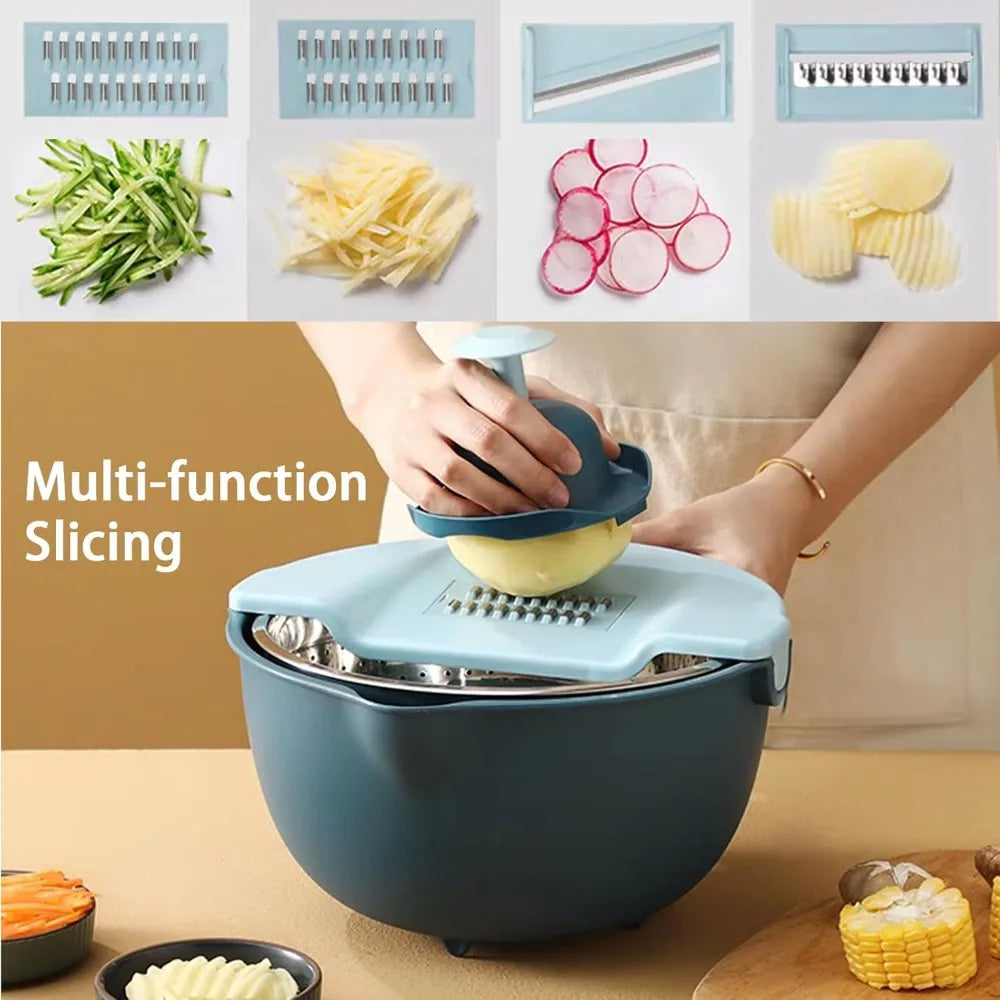 4-1 Colander with Bowl Set,Multifunction Food Strainers and Colanders for Kitchen, Pasta and Rice Strainer,Fruit and Veggie Wash