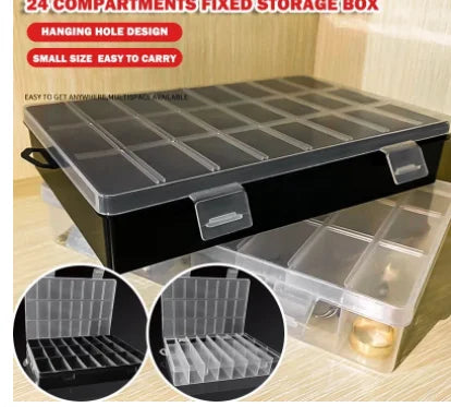 24 Grids Plastic Storage Box Jewelry Organizer Bead Craft Case Screw Container