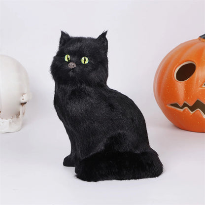 Halloween Black Cat Figurines Set of 3 Spooky Decorations for Home Office Party Miniature Cat Ornaments for Table Display