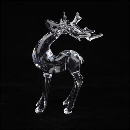 1Pc Crystal Deer Figurines Desktop Ornament Room Decor Transparent Elk Reindeer Sculpture Home Office Decoration