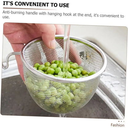 Noodle Colander Long Handle Stainless Steel Strainer Vegetable and Food Filtering Kitchen Accessory