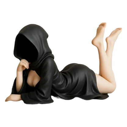 Resin Mysterious Statue Robe Sitting Women Sculpture 3D Sculpture of Mysterious Bookshelf for Tabletop Or Bookshelf Decorations