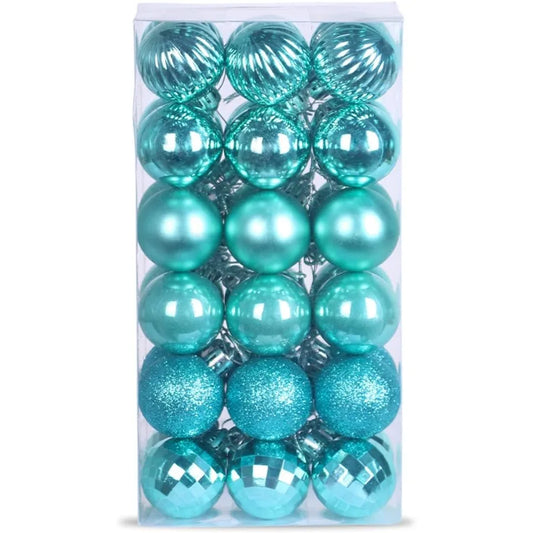 Christmas Balls Ornaments for Xmas Tree Shatterproof Christmas Tree Decorations Small Hanging Ball Teal 1.6in x 36 Pac