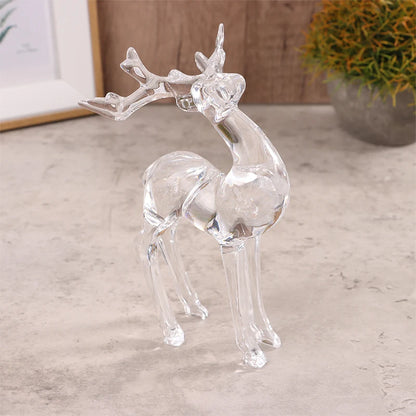 1Pc Crystal Deer Figurines Desktop Ornament Room Decor Transparent Elk Reindeer Sculpture Home Office Decoration