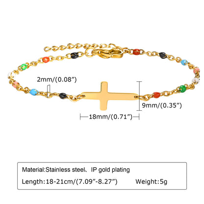 316L Stainless Steel Cross Bracelet for Women, Adjustable Chain Religious Christian Jewelry Daily Wear 2025 Trendy