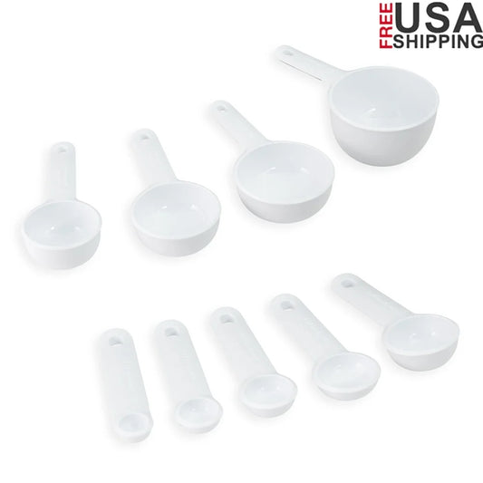 9 Piece Measuring Cups Spoon Set Soft Grip Easy Read Dishwasher Safe Kitchen Tools Wet Dry Ingredients Cooking Baking