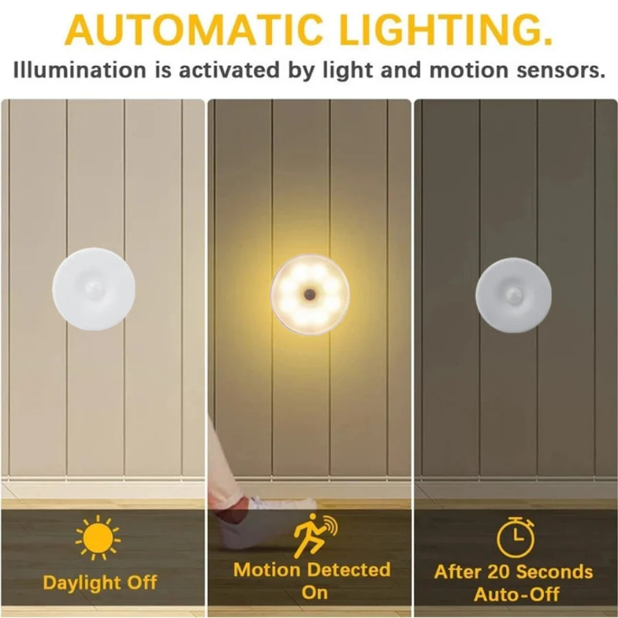 Motion Sensor Light Led USB Nightlights Rechargeable Lamp for Bedroom Staircase Hallway Wardrobe Cupboard Lighting